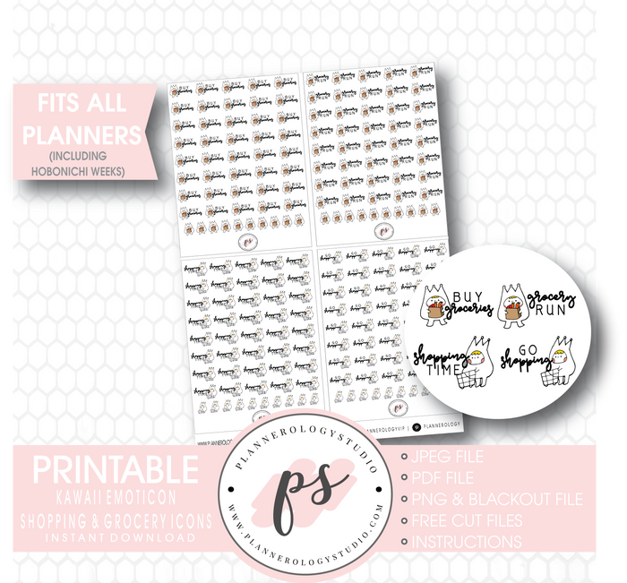 Shopping & Grocery Icons Digital Printable Planner Stickers Digital Printable Planner Stickers (The Little Prince Emoticons) - Plannerologystudio
