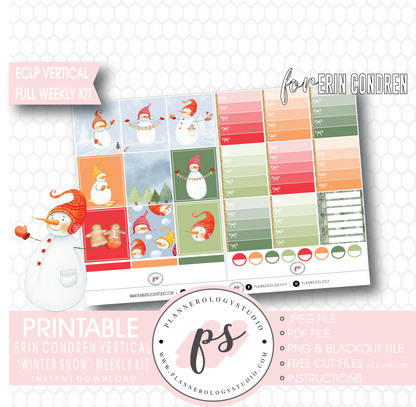 Winter Snow Full Weekly Kit Printable Planner Digital Stickers (for use with Erin Condren Vertical) - Plannerologystudio