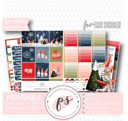 Winter Gnomes Full Weekly Kit Printable Planner Digital Stickers (for use with Erin Condren Vertical) - Plannerologystudio