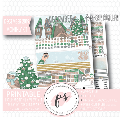 Magic Christmas December 2019 Monthly View Kit Digital Printable Planner Stickers (for use with Erin Condren) - Plannerologystudio