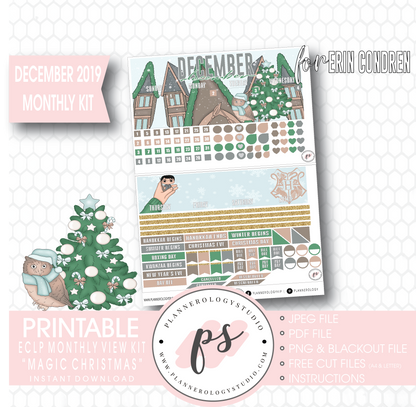 Magic Christmas December 2019 Monthly View Kit Digital Printable Planner Stickers (for use with Erin Condren) - Plannerologystudio