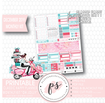 Oh Jolly Christmas December 2019 Monthly View Kit Digital Printable Planner Stickers (for use with Classic Happy Planner) - Plannerologystudio