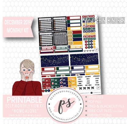Home Alone Christmas December 2019 Monthly View Kit Digital Printable Planner Stickers (for use with Erin Condren) - Plannerologystudio