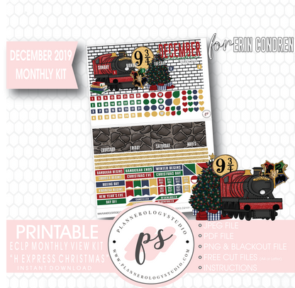 H Express Christmas (Harry Potter) Christmas December 2019 Monthly View Kit Digital Printable Planner Stickers (for use with Erin Condren) - Plannerologystudio