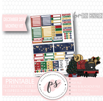 H Express Christmas (Harry Potter) Christmas December 2019 Monthly View Kit Digital Printable Planner Stickers (for use with Erin Condren) - Plannerologystudio