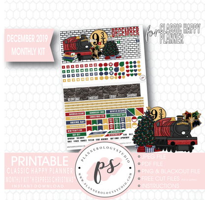 H Express Christmas (Harry Potter) Christmas December 2019 Monthly View Kit Digital Printable Planner Stickers (for use with Classic Happy Planner) - Plannerologystudio