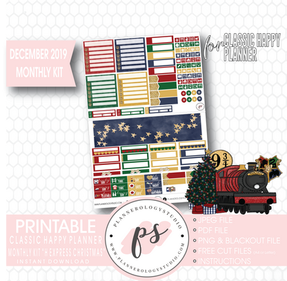 H Express Christmas (Harry Potter) Christmas December 2019 Monthly View Kit Digital Printable Planner Stickers (for use with Classic Happy Planner) - Plannerologystudio