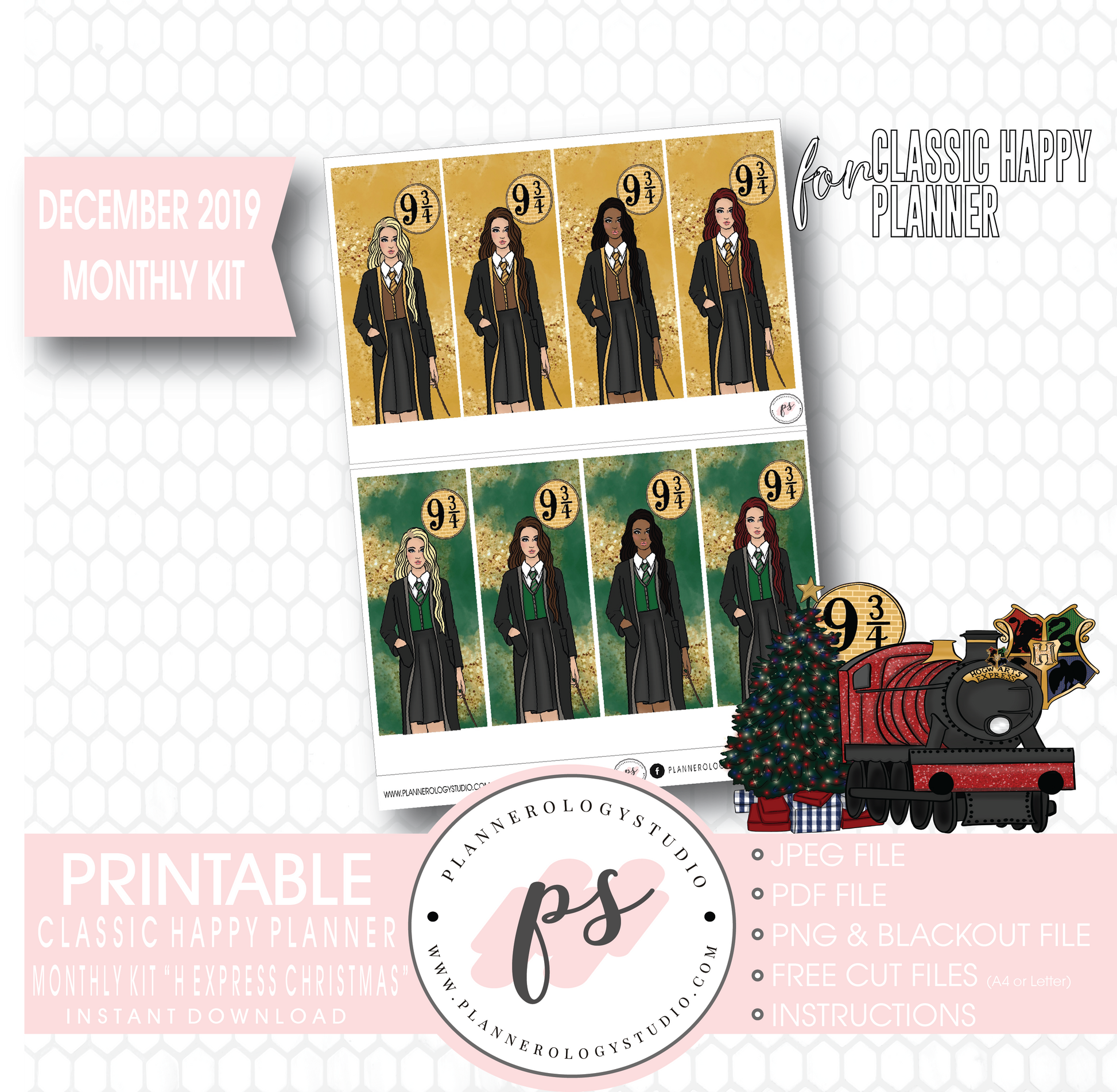 H Express Christmas (Harry Potter) Christmas December 2019 Monthly View Kit Digital Printable Planner Stickers (for use with Classic Happy Planner) - Plannerologystudio