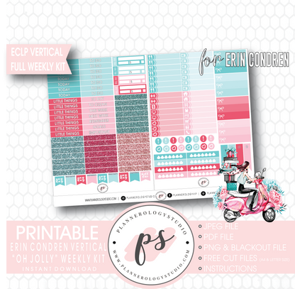 Oh Jolly (Christmas) Full Weekly Kit Printable Planner Digital Stickers (for use with Erin Condren Vertical) - Plannerologystudio