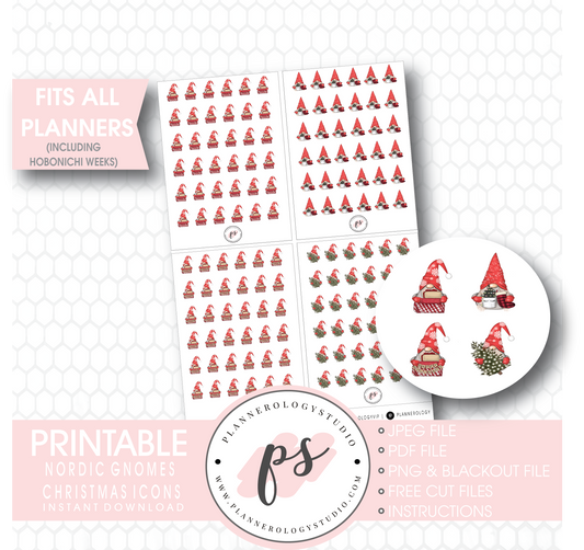 Nordic Gnomes Christmas Deco Planner Icons Digital Printable Planner Stickers - Plannerologystudio