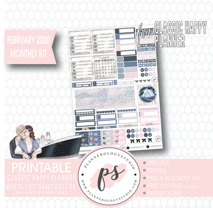 Heart Goes On (Titanic) February 2020 Monthly View Kit Digital Printable Planner Stickers (for use with Classic Happy Planner) - Plannerologystudio
