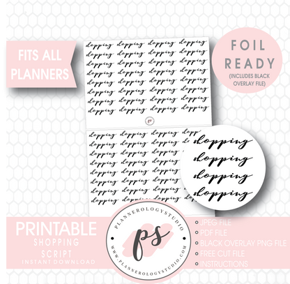 Shopping Script Digital Printable Planner Stickers (Foil Ready) - Plannerologystudio