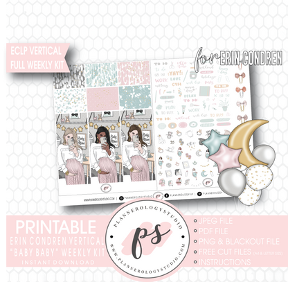 Baby Baby Full Weekly Kit Printable Planner Digital Stickers (for use with Erin Condren Vertical) - Plannerologystudio