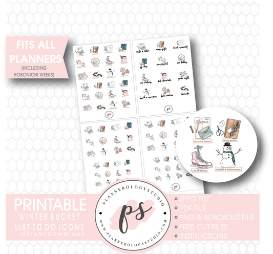 Winter Bucket List To Do Icons Digital Printable Planner Stickers Digital Printable Planner Stickers - Plannerologystudio