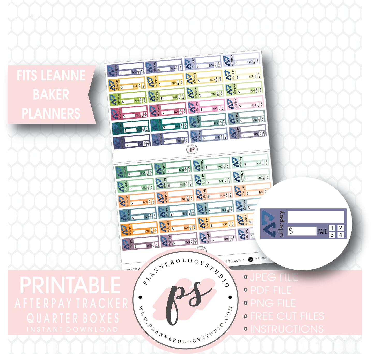 Afterpay Tracker Quarter Boxes Printable Planner Stickers (for Leanne Baker Planners) - Plannerologystudio