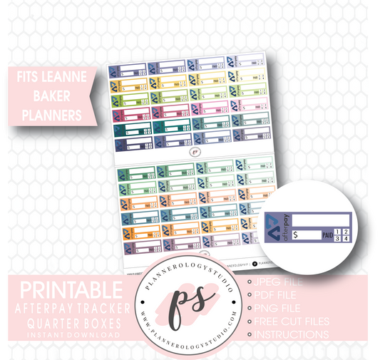 Afterpay Tracker Quarter Boxes Printable Planner Stickers (for Leanne Baker Planners) - Plannerologystudio