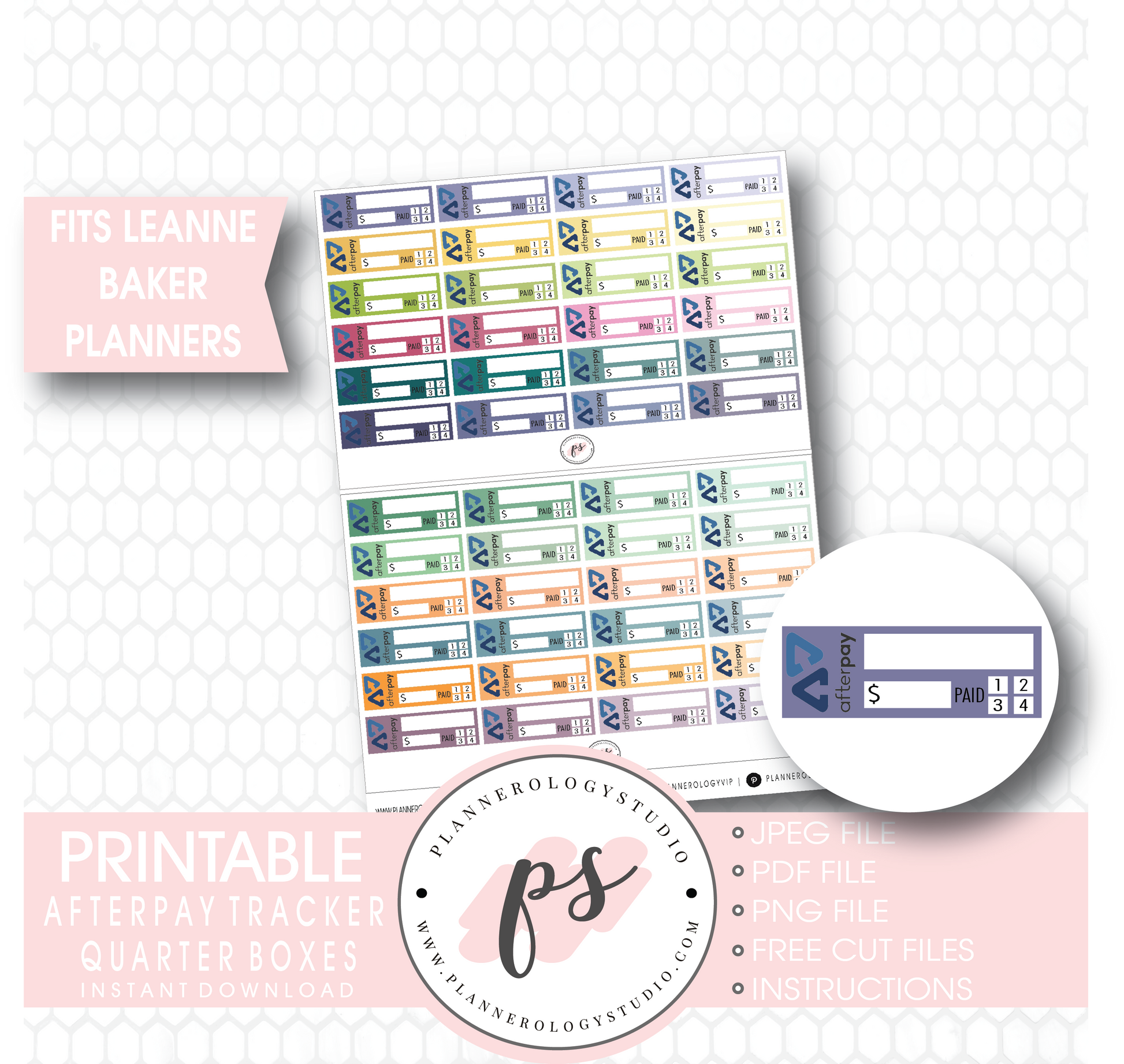 Afterpay Tracker Quarter Boxes Printable Planner Stickers (for Leanne Baker Planners) - Plannerologystudio