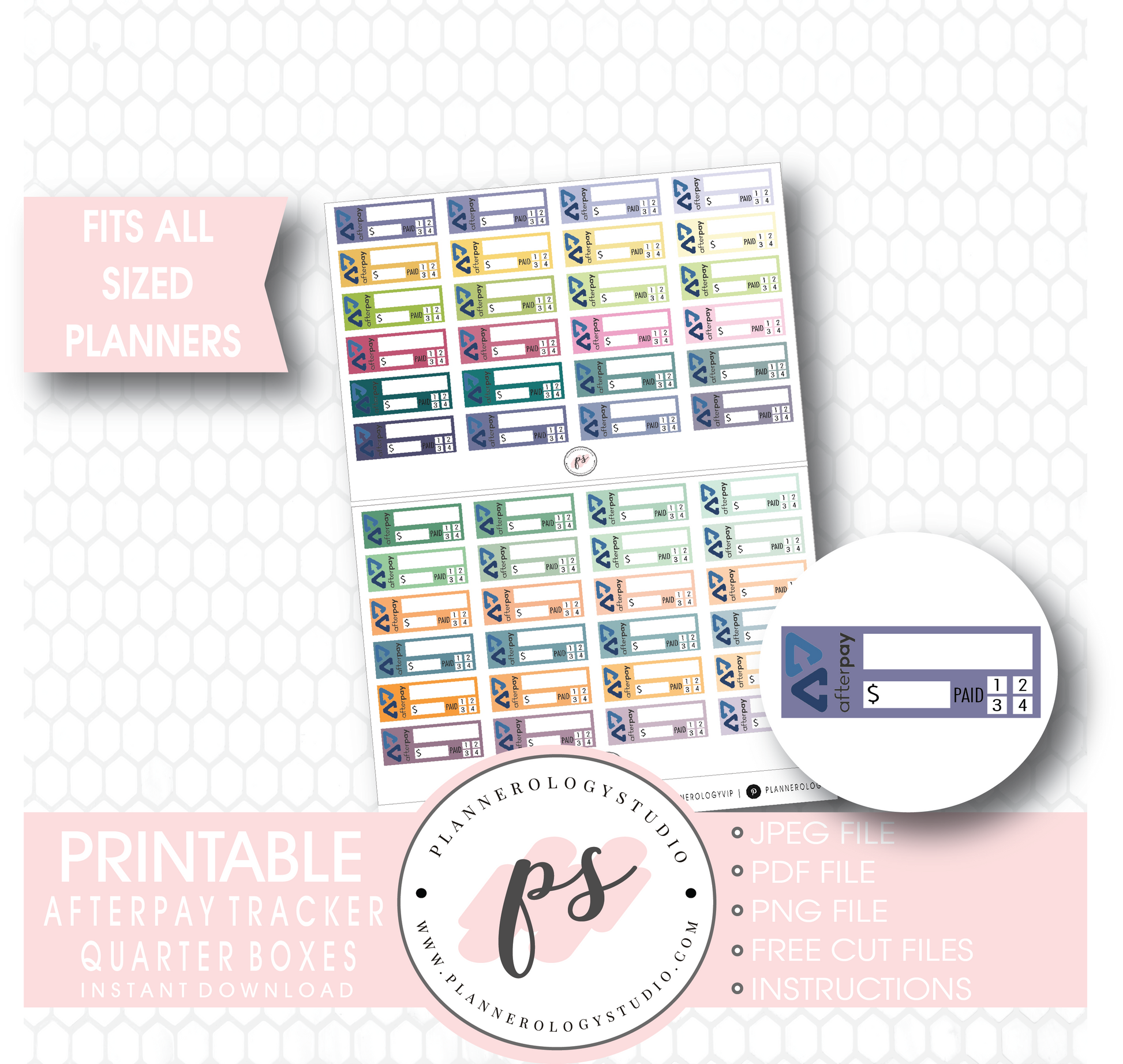 Afterpay Tracker Quarter Boxes Printable Planner Stickers - Plannerologystudio