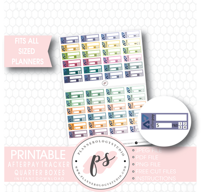 Afterpay Tracker Quarter Boxes Printable Planner Stickers - Plannerologystudio