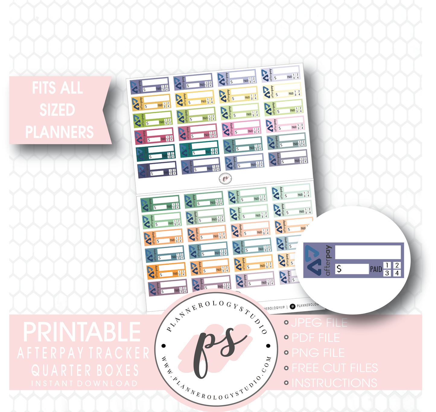 Afterpay Tracker Quarter Boxes Printable Planner Stickers - Plannerologystudio