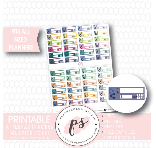 Afterpay Tracker Quarter Boxes Printable Planner Stickers - Plannerologystudio