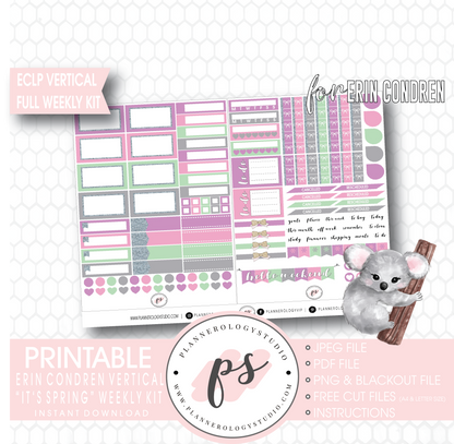 It's Spring Full Weekly Kit Printable Planner Digital Stickers (for use with Erin Condren Vertical) - Plannerologystudio