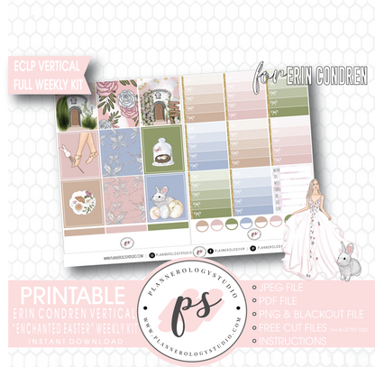Enchanted Easter Full Weekly Kit Printable Planner Digital Stickers (for use with Erin Condren Vertical) - Plannerologystudio