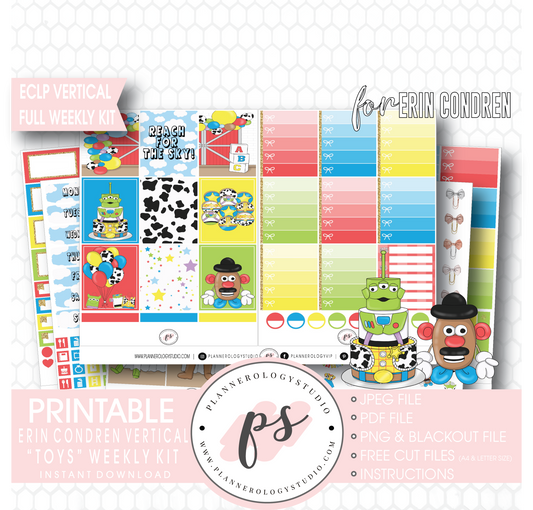 Toys (Toy Story) Full Weekly Kit Printable Planner Digital Stickers (for use with Erin Condren Vertical) - Plannerologystudio