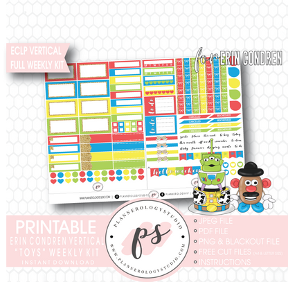 Toys (Toy Story) Full Weekly Kit Printable Planner Digital Stickers (for use with Erin Condren Vertical) - Plannerologystudio