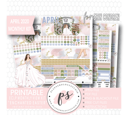 Enchanted Easter April 2020 (Easter) Monthly View Kit Digital Printable Planner Stickers (for use with Erin Condren) - Plannerologystudio