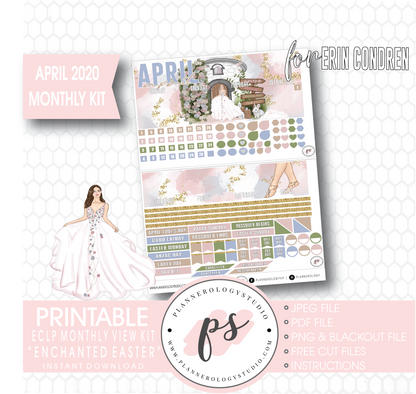 Enchanted Easter April 2020 (Easter) Monthly View Kit Digital Printable Planner Stickers (for use with Erin Condren) - Plannerologystudio