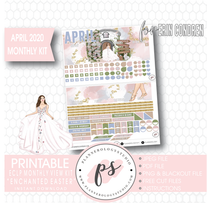 Enchanted Easter April 2020 (Easter) Monthly View Kit Digital Printable Planner Stickers (for use with Erin Condren) - Plannerologystudio