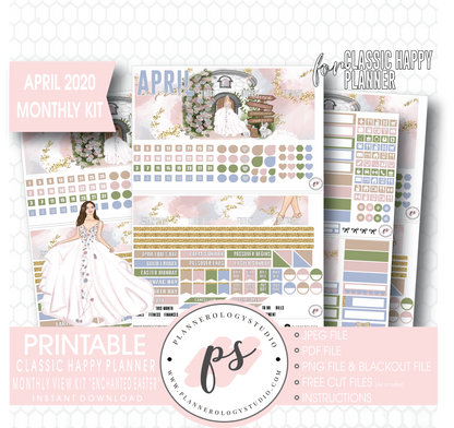 Enchanted Easter April 2020 (Easter) Monthly View Kit Digital Printable Planner Stickers (for use with Classic Happy Planner) - Plannerologystudio