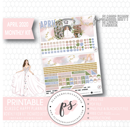 Enchanted Easter April 2020 (Easter) Monthly View Kit Digital Printable Planner Stickers (for use with Classic Happy Planner) - Plannerologystudio