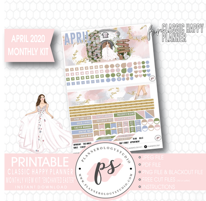Enchanted Easter April 2020 (Easter) Monthly View Kit Digital Printable Planner Stickers (for use with Classic Happy Planner) - Plannerologystudio