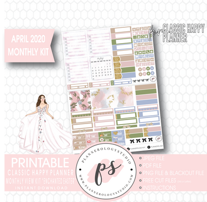 Enchanted Easter April 2020 (Easter) Monthly View Kit Digital Printable Planner Stickers (for use with Classic Happy Planner) - Plannerologystudio
