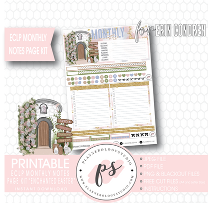 Enchanted Easter Monthly Notes Page Kit Digital Printable Planner Stickers (for use with ECLP) - Plannerologystudio