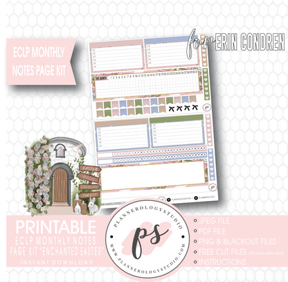 Enchanted Easter Monthly Notes Page Kit Digital Printable Planner Stickers (for use with ECLP) - Plannerologystudio