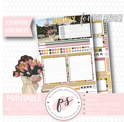 Spring Bloom Monthly Notes Page Kit Digital Printable Planner Stickers (for use with ECLP) - Plannerologystudio