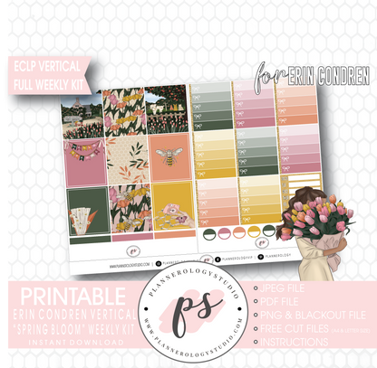Spring Bloom Full Weekly Kit Printable Planner Digital Stickers (for use with Erin Condren Vertical) - Plannerologystudio