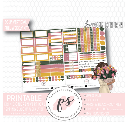 Spring Bloom Full Weekly Kit Printable Planner Digital Stickers (for use with Erin Condren Vertical) - Plannerologystudio
