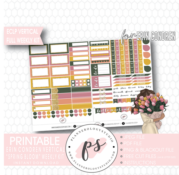 Spring Bloom Full Weekly Kit Printable Planner Digital Stickers (for u