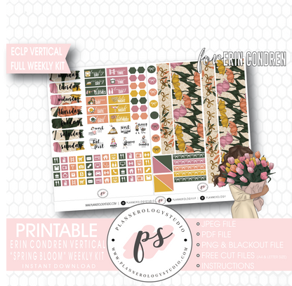Spring Bloom Full Weekly Kit Printable Planner Digital Stickers (for use with Erin Condren Vertical) - Plannerologystudio