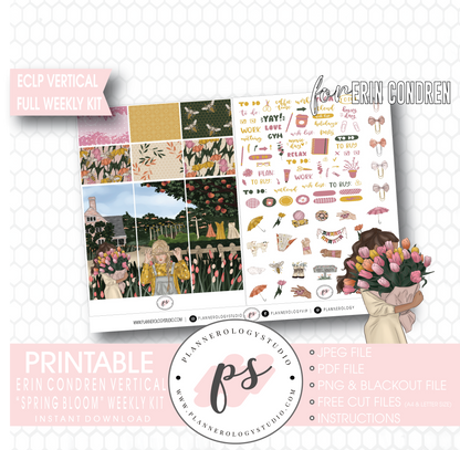 Spring Bloom Full Weekly Kit Printable Planner Digital Stickers (for use with Erin Condren Vertical) - Plannerologystudio