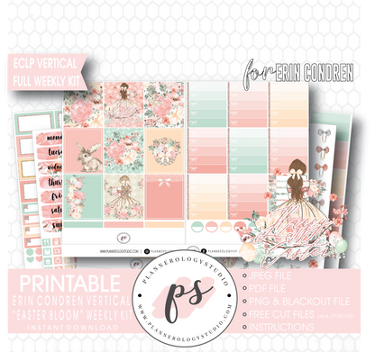 Easter Bloom Full Weekly Kit Printable Planner Digital Stickers (for use with Erin Condren Vertical) - Plannerologystudio