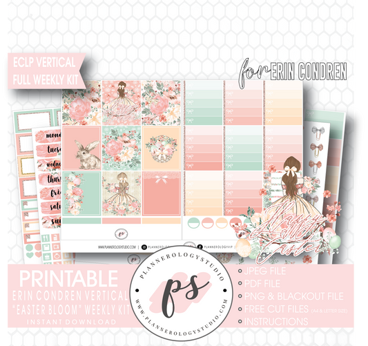 Easter Bloom Full Weekly Kit Printable Planner Digital Stickers (for use with Erin Condren Vertical) - Plannerologystudio