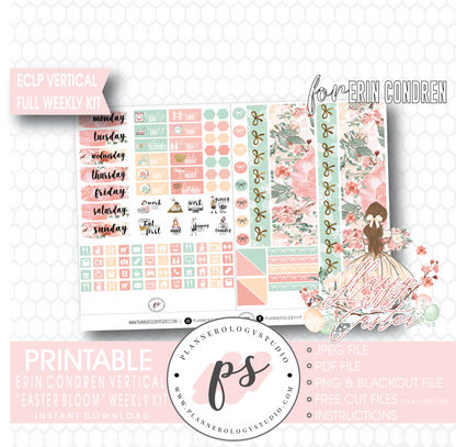 Easter Bloom Full Weekly Kit Printable Planner Digital Stickers (for use with Erin Condren Vertical) - Plannerologystudio