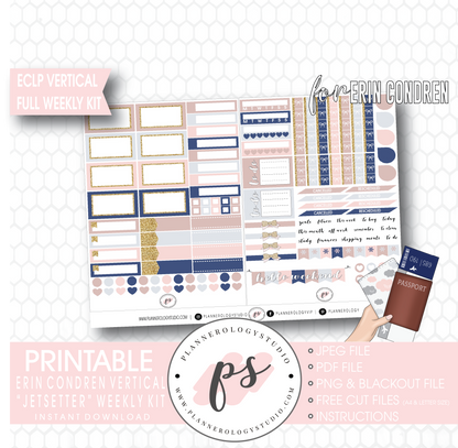 Jetsetter Full Weekly Kit Printable Planner Digital Stickers (for use with Erin Condren Vertical) - Plannerologystudio