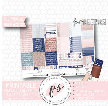 Jetsetter Full Weekly Kit Printable Planner Digital Stickers (for use with Erin Condren Vertical) - Plannerologystudio