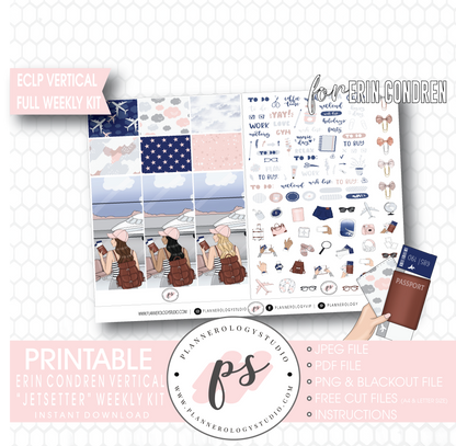Jetsetter Full Weekly Kit Printable Planner Digital Stickers (for use with Erin Condren Vertical) - Plannerologystudio